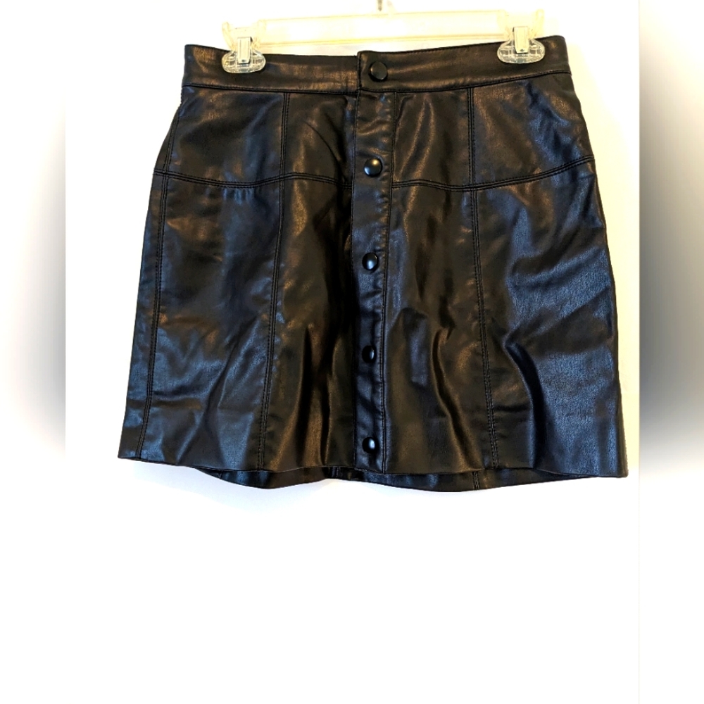 NWT Free People Faux Leather Snap Front Miniskirt